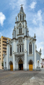 Exterior of historic building against sky