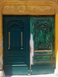 Closed door of building