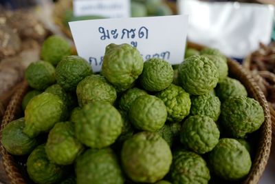 Close-up of fruits for sale at market stall