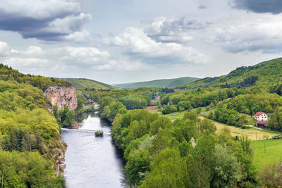 Landscape with valley of lot river, france