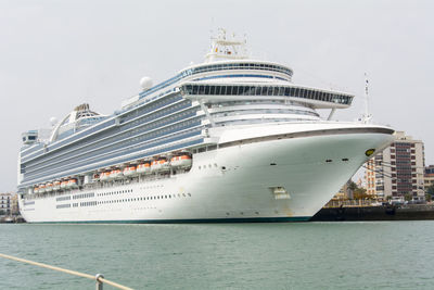 Close-up of ship against clear sky