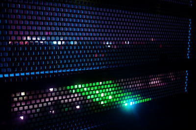 Defocused image of illuminated lights at night