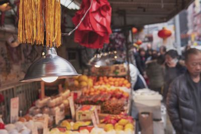 Various fruits for sale at market stall