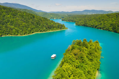 Aerial view of the plitvice lakes national park, croatia