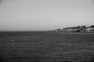 Scenic view of sea against clear sky