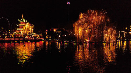 Illuminated city at night