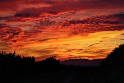 Scenic view of dramatic sky during sunset