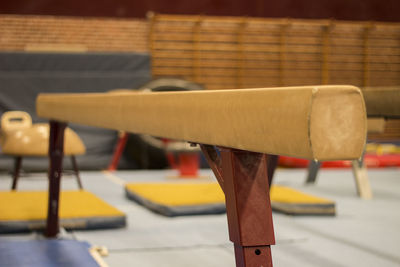 Close-up of pommel horse