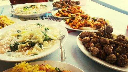 High angle view of meal served in plate