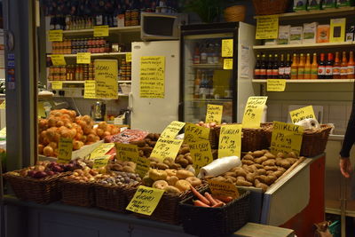 Food for sale at market stall