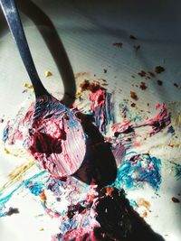 High angle view of paintbrushes