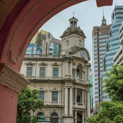 Low angle view of buildings against sky