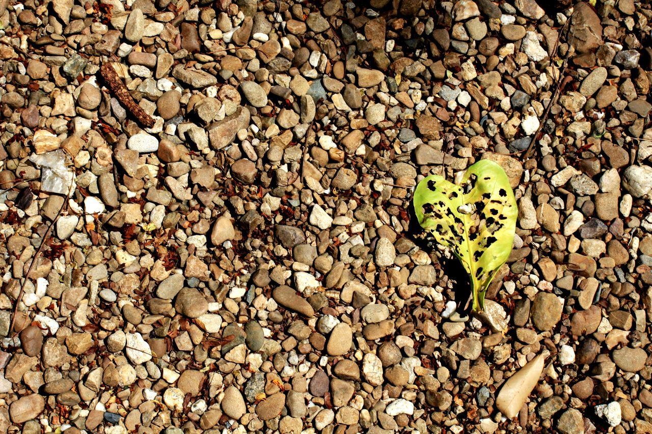 HIGH ANGLE VIEW OF STONES ON STONE