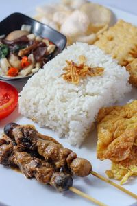 High angle view of meal served in plate