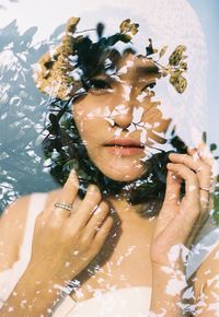 High angle view of woman in swimming pool