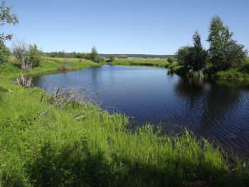 Scenic view of river against clear sky