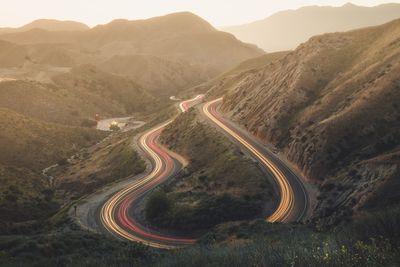 High angle view of winding road on mountain