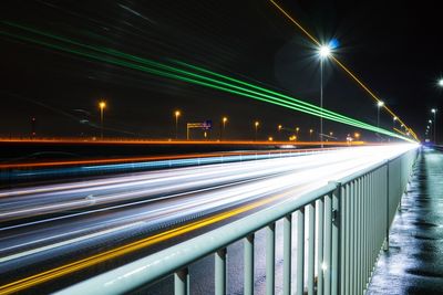 Light trails on street at night