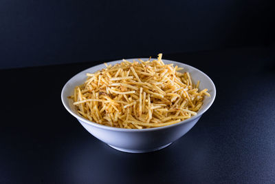 Close-up of pasta in bowl on table