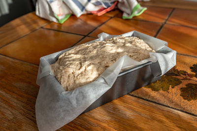 High angle view of food on table