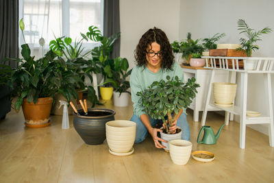 Potted plant on table