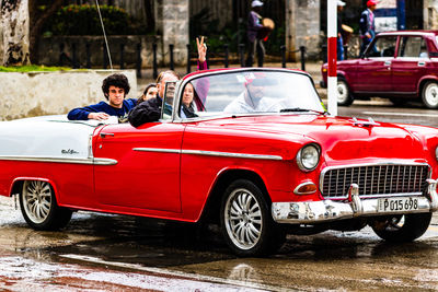 Vintage car parked in city