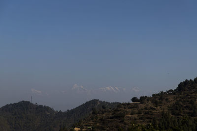 Scenic view of mountains against clear sky