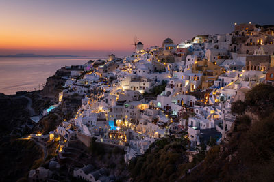 High angle view of buildings in city