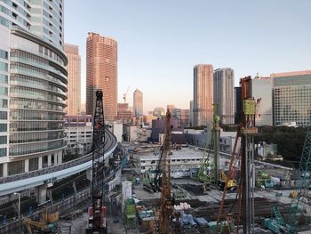 Cityscape against clear sky