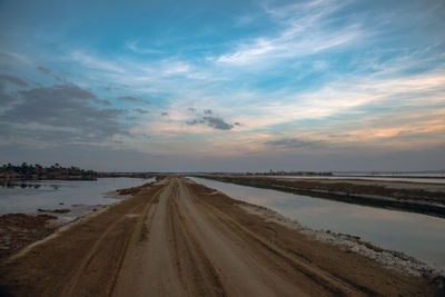 Panoramic view of road against sky during sunset