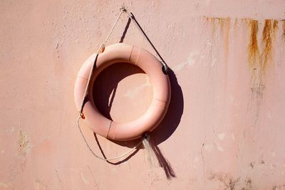 Inflatable ring hanging on wall