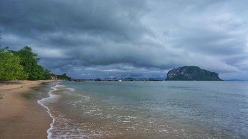 Scenic view of sea against cloudy sky