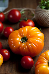 Close-up of pumpkins on table