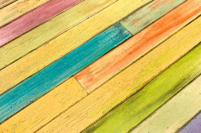 Full frame shot of multi colored wooden plank