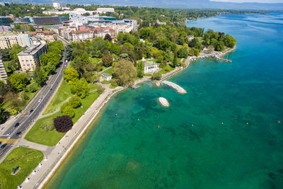 High angle view of beach