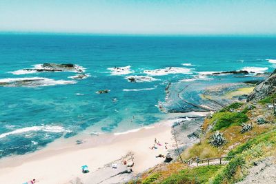 High angle view of beach