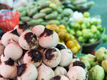 Close-up of fruits for sale at market stall