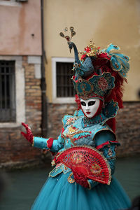 Portrait of woman wearing mask