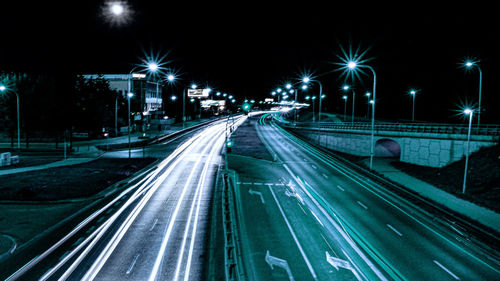 Light trails on highway at night