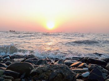 Scenic view of sea during sunset