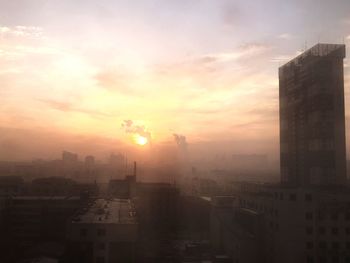 Sunset over city