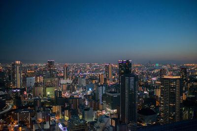 Aerial view of osaka downtown by night. japan. asia