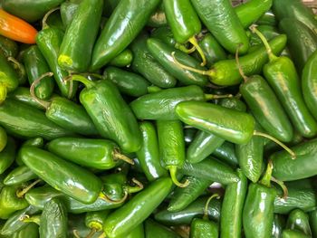 Full frame shot of green chili peppers