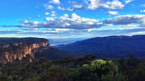 Scenic view of mountains against sky