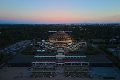 Aerial view of centennial hall in wroclaw, poland