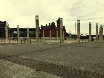 Surface level of road against buildings