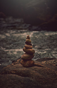 Stack of pebbles on shore