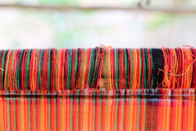 Close-up of multi colored threads