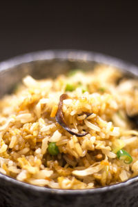 Close-up of meal served in bowl on table