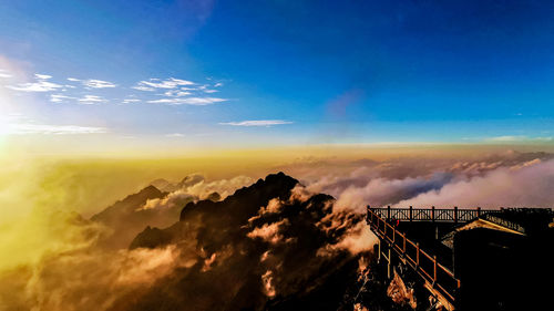 Panoramic view of landscape against sky during sunset